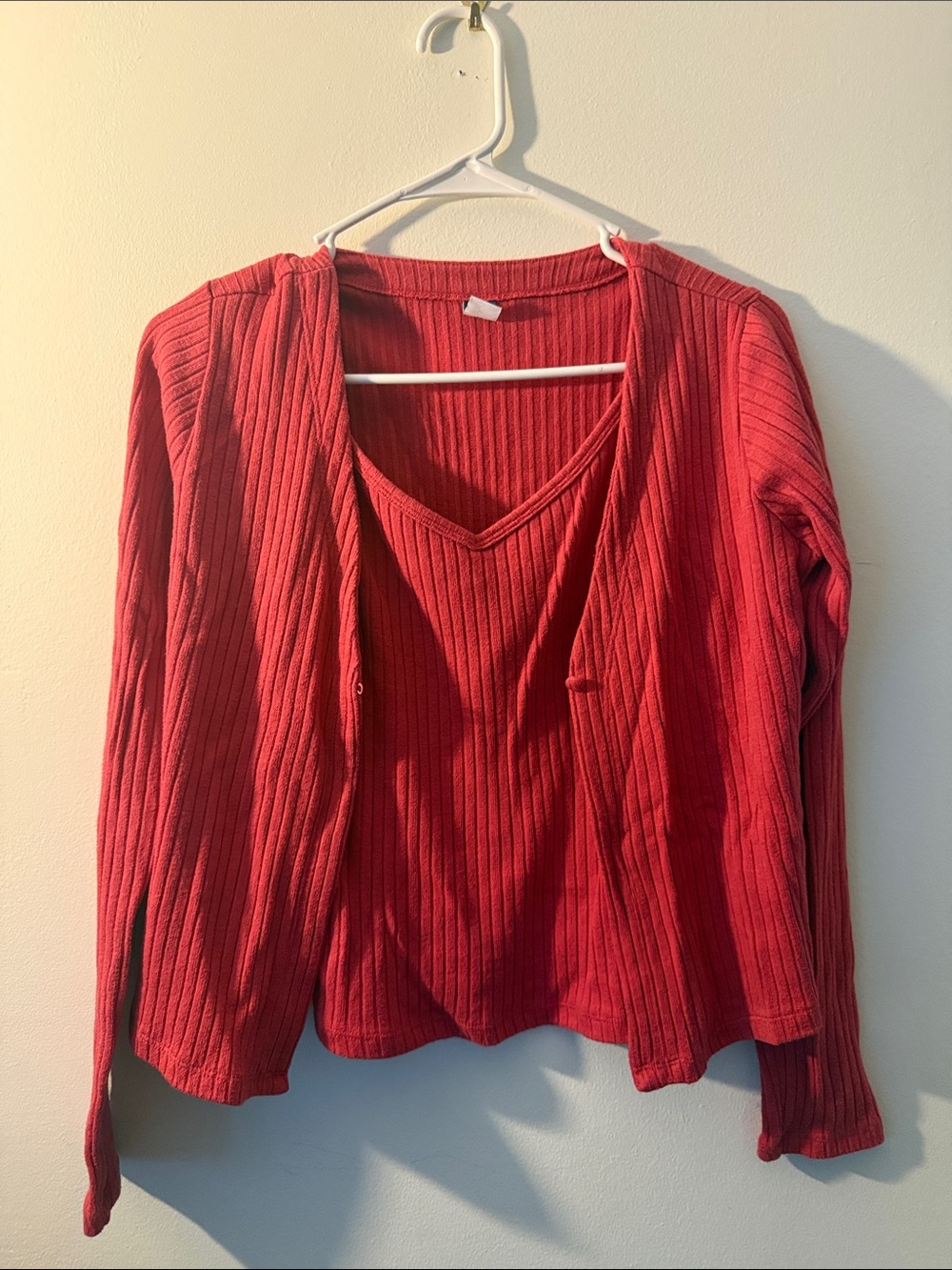 Old Navy pink Ribbed V-Neck Tank and Cardigan Set